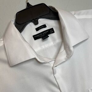 Pronto Uomo Men’s 17 1/2 34/35 Long Sleeve Button Up Cotton White Shirt